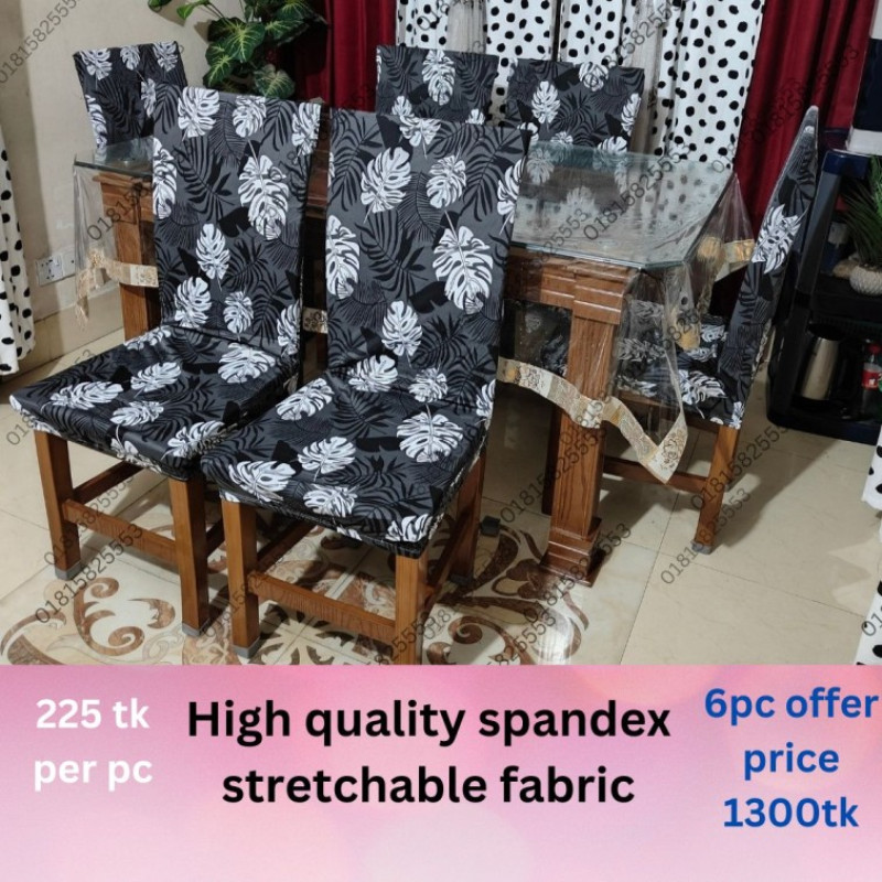 4pc Cover Dining Set (Black Leaf Colour) China Premium Quality Chair Cover