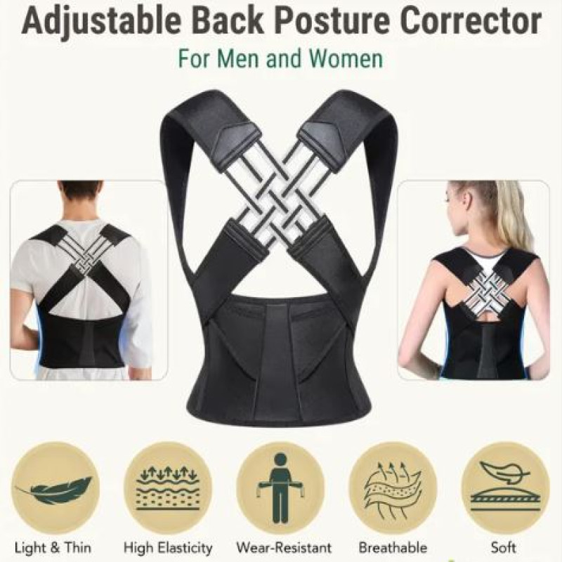 Adjustable Back Posture Belt For Men & Women (Black Color)