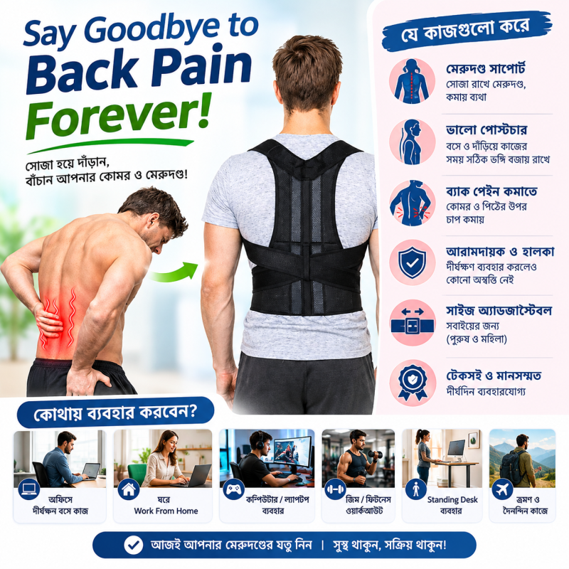 Back Posture Support Belt _ 100% Premium_কার্যকরী মাত্র ৳৫৫০ থেকে শুরু
